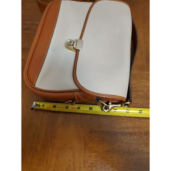 Dooney & Bourke Saddle Bag AWL Leather Push Lock Flap Bag Creme Tan Shoulder - Picture 13 of 13